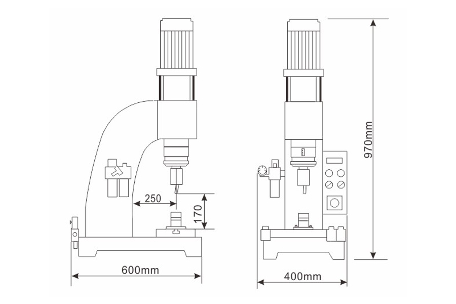 加寬型氣壓鉚接機結(jié)構(gòu)尺寸