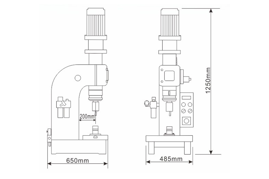 大型氣壓鉚接機結(jié)構(gòu)尺寸