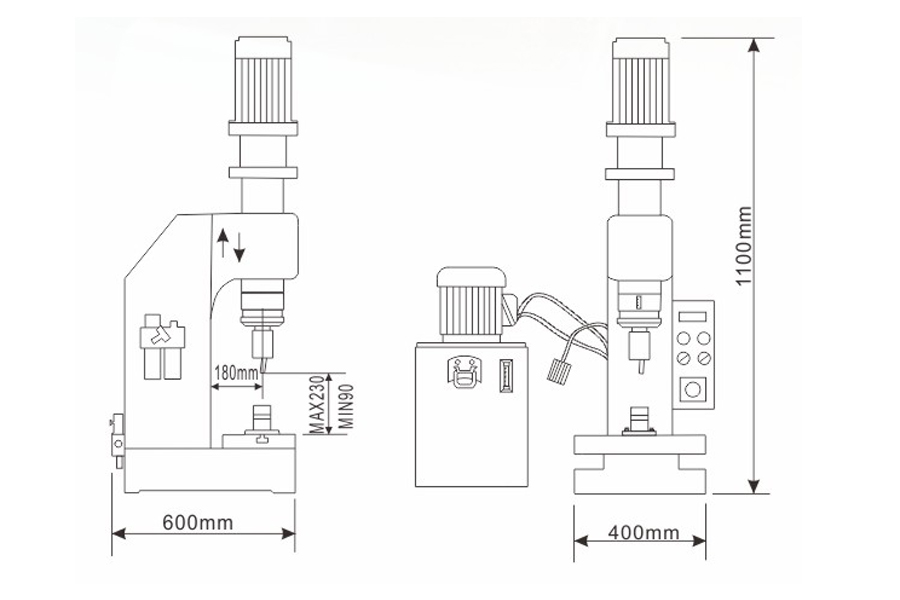 臺式液壓鉚接機結(jié)構(gòu)尺寸